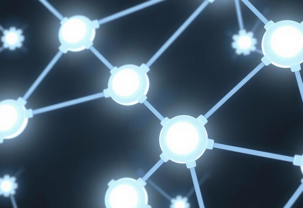 Abstract network of interconnected nodes representing external links